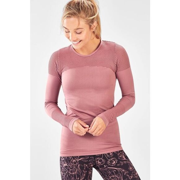 Fabletics Tops - Fabletics Musetta Seamless Long-Sleeve Top In Charisma/Pink Size L